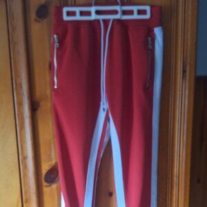 Jordan Craig Red Track Pants joggers white stripes side zippers men size S